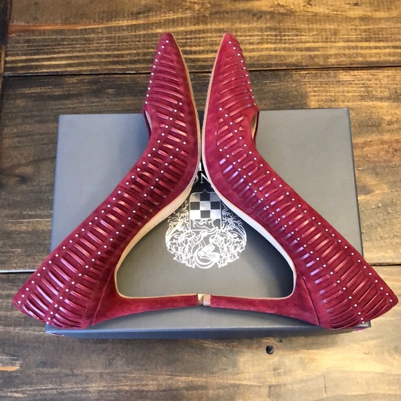 Vince Camuto red suede studded pumps - Picture 2 of 8